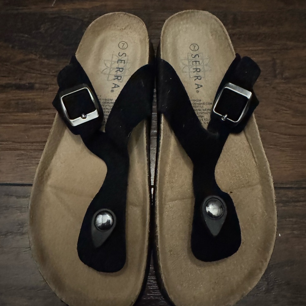 Serra Black Women's Buckle Sandals